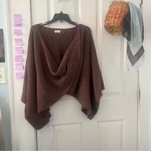 Cost Plus World Market Chocolate Brown Drape Poncho